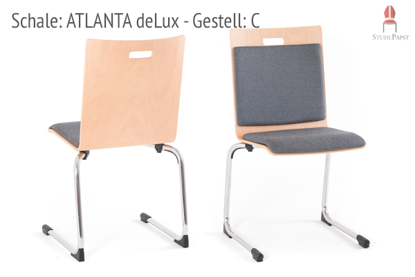 Holzschalenstuhl mit Gestell zum Einhängen - Freischwinger